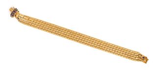 An 18 Karat Yellow Gold and Sapphire Multistrand Bracelet, Italian, 23.50 dwts.