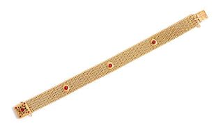 A 19 Karat Yellow Gold and Garnet Bracelet, Portugal, 25.10 dwts.