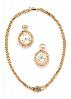 A Collection of 18 Karat Yellow Gold Openface Pendant Watches, French, Circa 1838-1847, 37.30 dwts.