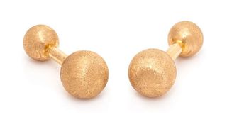 A Pair of 14 Karat Yellow Gold Barbell Cufflinks, Tiffany & Co., 6.30 dwts.