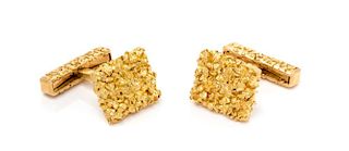 A Pair of 18 Karat Yellow Gold Cufflinks, Tiffany & Co., French, 13.10 dwts.