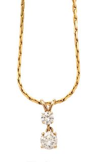 A Yellow Gold and Diamond Necklace, 2.70 dwts.
