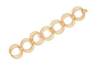 A 14 Karat Yellow Gold Fancy Link Bracelet, 31.00 dwts.