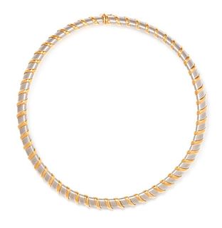 An 18 Karat Bicolor Gold Collar Necklace, Italian, 29.30 dwt.