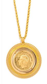 An Iranian Pahlavi Gold Coin Necklace, 65.80 dwts.