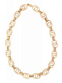 A 14 Karat Yellow Gold Fancy Link Necklace, 10.60 dwts.