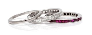 A Collection of Platinum Eternity Bands, 4.80 dwts.
