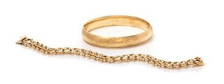 A Collection of 14 Karat Yellow Gold Bracelets, 19.20 dwts.