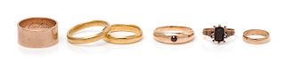A Collection of Yellow Gold and Rose Gold Rings, 14.40 dwts.