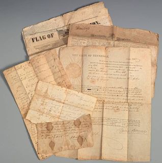 Early Knox Co., TN document archive relating to TN Militia, Gov. signed item