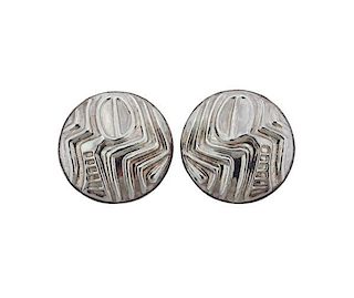 Ilias Lalaounis Sterling Silver Disc Earrings