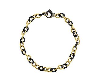 SOHO 18K Gold Diamond Enamel Link Necklace