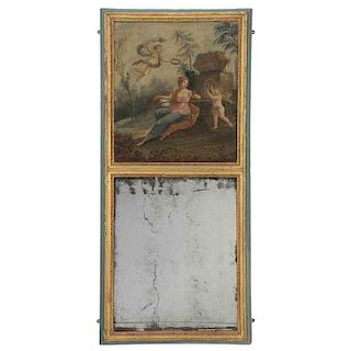 Louis XVI Painted and Parcel Gilt TrumeauÂ Mirror