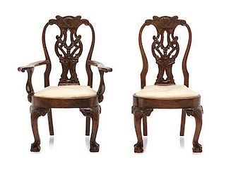 A Pair of George II Style Chairs, Height of first 3 3/8 inches.