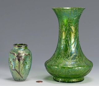 2 Art Glass Vases, attrib. Loetz