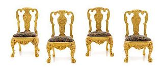 A Set of Four George I Style Gilt Metal Side Chairs, Height 3 1/4 inches.