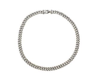 David Yurman Sterling Diamond Buckle Chain Necklace