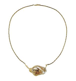 14K Gold Glass Rose Necklace