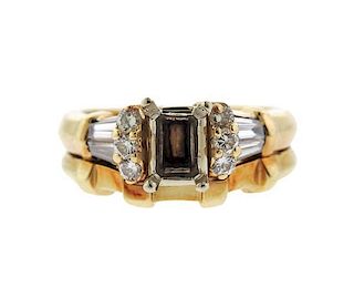 14K Gold Diamond Engagement Wedding Ring Mounting Set