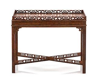 A Chippendale Style Mahogany Silver Table, Height 2 1/4 x width 2 7/8 x depth 1 3/4 inches.