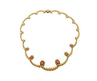 18K Gold Coral Necklace