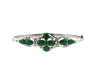 Diamond Green Stone Bangle Bracelet