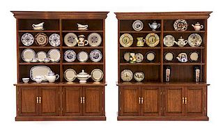 A Pair of George III Style Mahogany China Cabinets, Height 7 1/4 x width 6 1/2 x depth 1 1/2 inches.