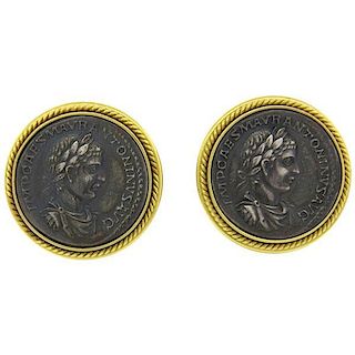 18k Gold Ancient Coin Earrings
