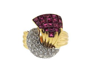 Gubelin 18k Gold Ruby Diamond Ring