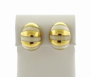 Joachim S&#39;Paliu 18K Gold White Stone Earrings