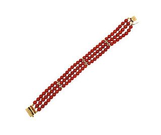 18K Gold Coral Bracelet