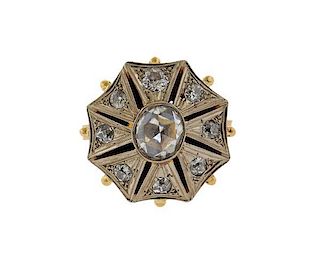 Antique 18K Gold Rose Cut Diamond Ring