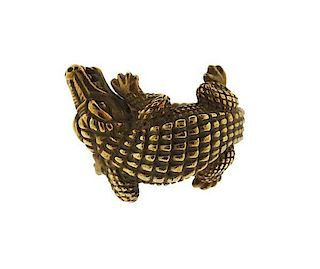 Kieselstein Cord 18K Gold Alligator Ring
