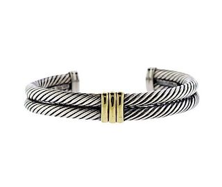David Yurman 14K Gold Sterling Cable Bracelet
