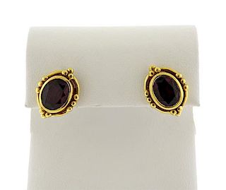 Helen Woodhull 14K Gold Purple Stone Earrings