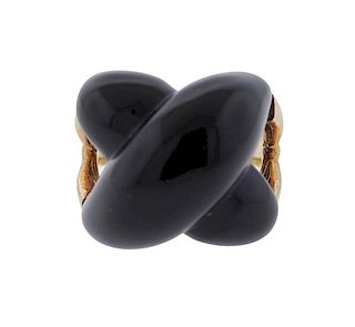 14K Gold Carved Onyx Ring