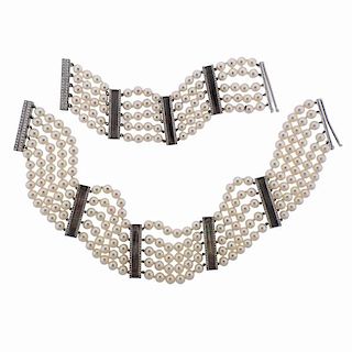 Webster Crystal Haze Gold Pearl Diamond Necklace Bracelet Set