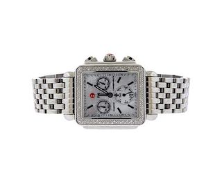 Michele Deco Mother of Pearl Diamond Steel Watch