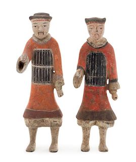 Two Painted Pottery Figures of Soldiers