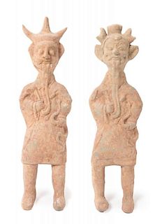 Three Pottery Figures Height of tallest 30 inches.
