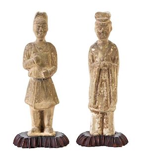 Two Grey Pottery Male Figures