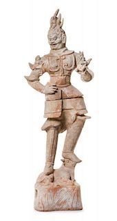 A Painted Pottery Figure of a Guardian