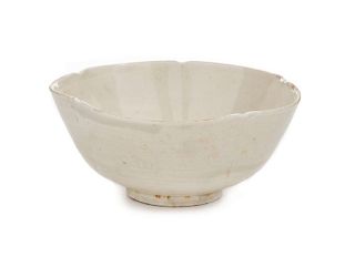 A Ding White Glazed Porcelain Lobed Deep Bowl