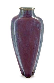 A Flambe Glazed Stoneware Lobed Vase