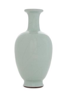 A Guan -Type Porcelain Bottle Vase Height 8 1/4 inches.