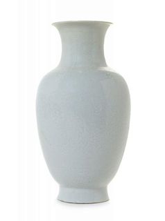 A White Glazed Porcelain Vase Height 13 inches.