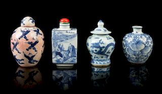 Four Small Blue and White Porcelain Articles