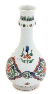 A Chinese Export Famille Verte Porcelain Bottle Vase