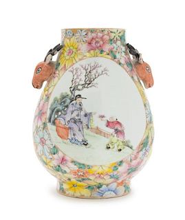 A Famille Rose Porcelain Hu Vase