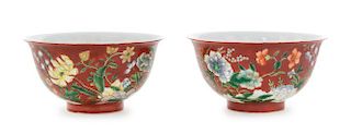 A Pair of Enamel on Porcelain Bowls